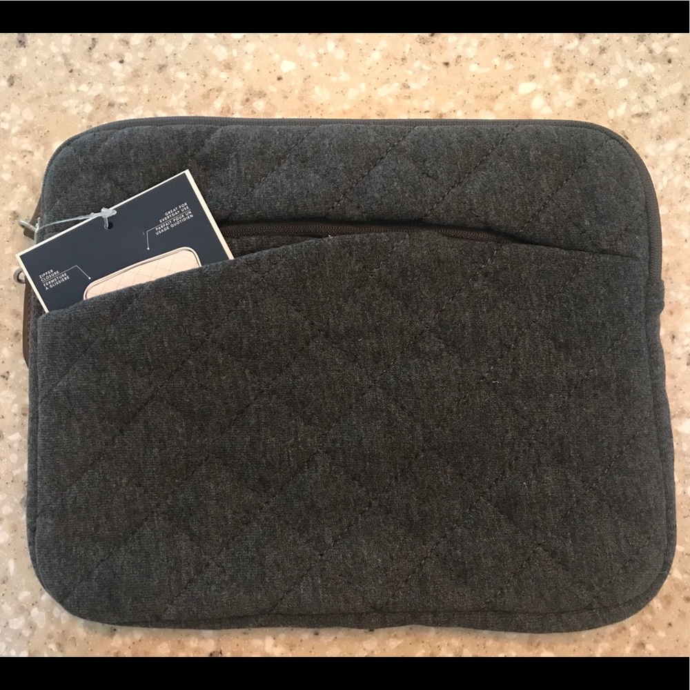 Pottery Barn quilted tablet/iPad sleeve (gray) NWP